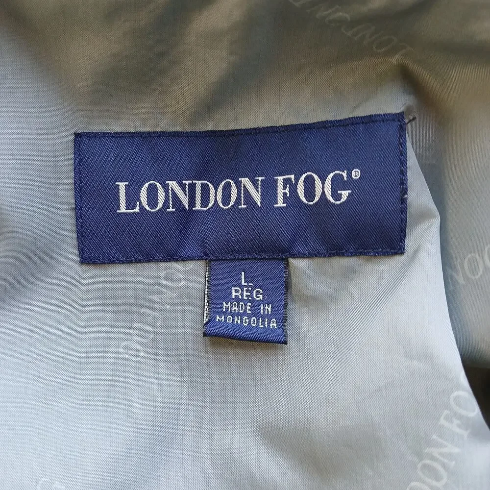 London Fog Grey Windbreaker Jacket L VTG Y2K golf bomber full zip button collar